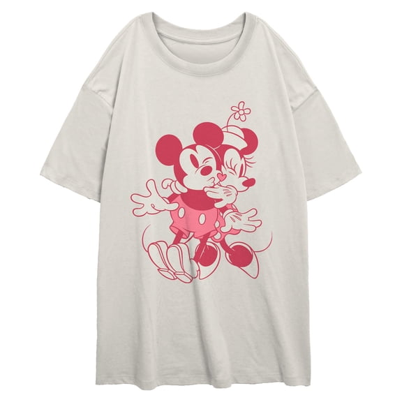 Juniors Mickey & Friends Cute Duo Kiss Pose T Shirt