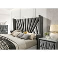 thumbnail image 5 of Miekor Furniture Bedroom Wingback Headboard 1pc Eastern King Size Bed Furniture Gray Fabric Upholstered Unique Bed 27283, 5 of 8