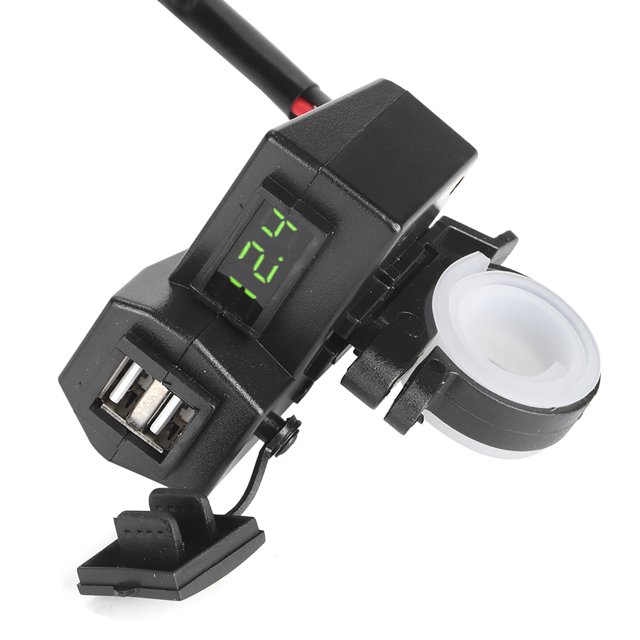 Universal Motorcycle Dual USB Socket Adapter, Motorcycle Power Outlet, Voltmeter Display, ABS Material, Waterproof Cover, Dustproof Cover