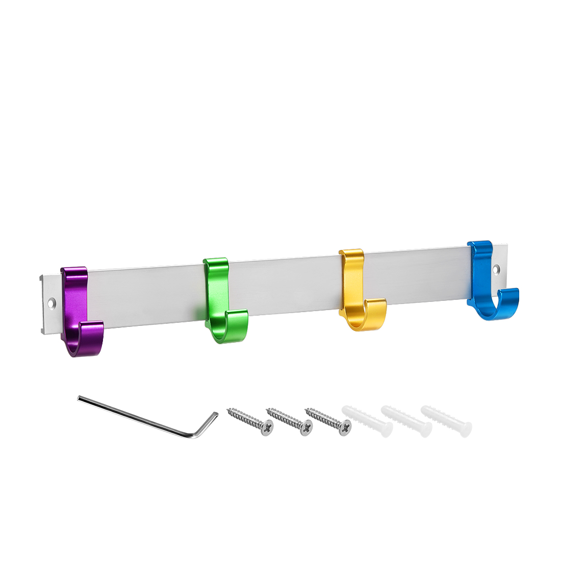 Wall Mounted Adjustable Colorful 4 Hangers Towel Hat Coat Clothes Wall