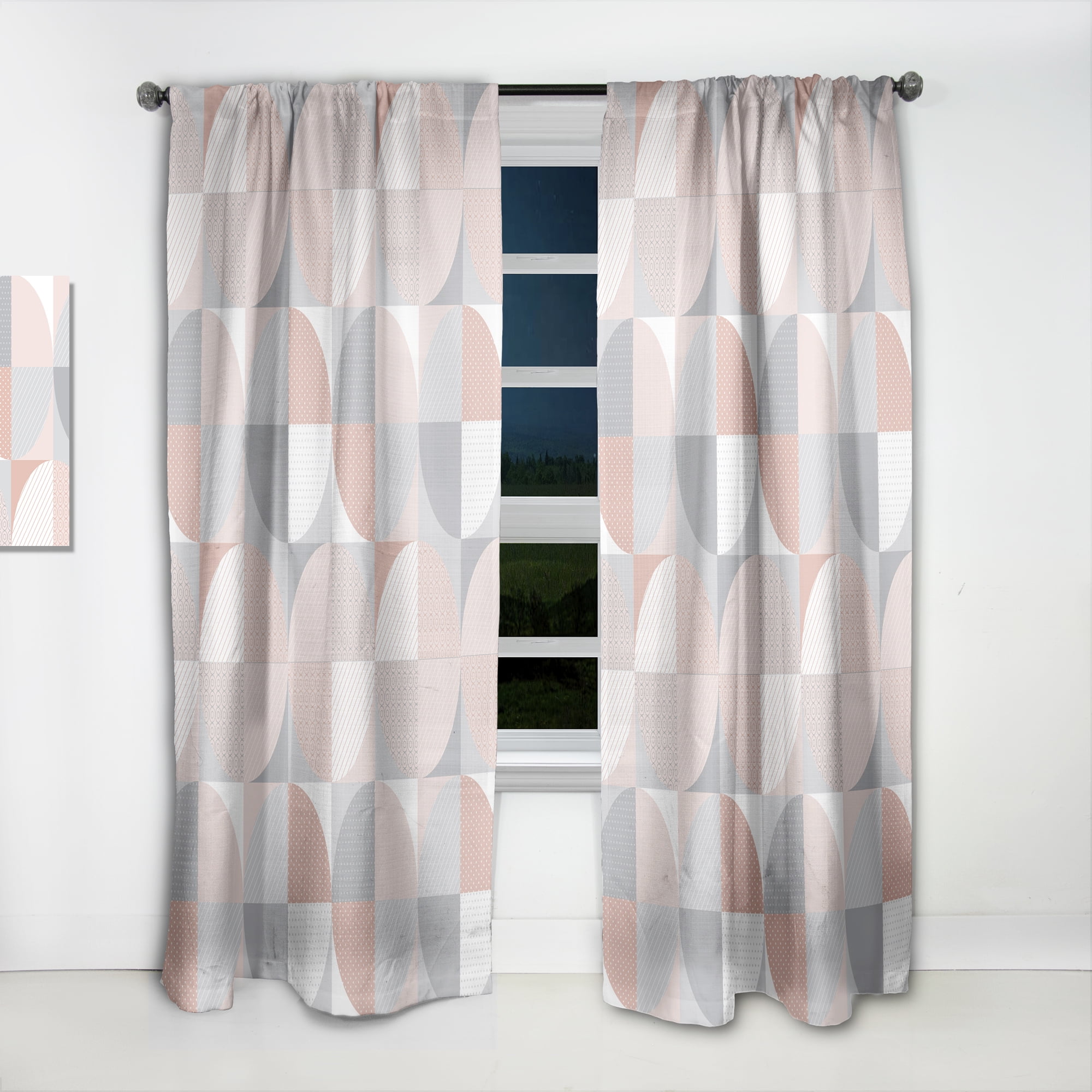 Designart 'Geometric Round Textured Pattern' Mid-Century Modern Curtain Panel