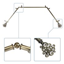 Goldie 13/16" Bay Window curtain rod 20"-36", 38"-72" - Antique Brass,(ABay-71-4)