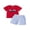 Red, variant on BemeyourBBs Toddler Baby Boy Back to School Outfit Kids Kindergarten Outfits Baby Boys Summer Clothes Short Sleeve Pencil in Truck Embroidery T Shirt Tops and Elastic Waist Plaid Shorts Set