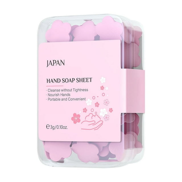 Pastillas de jabón desechables con sabor a flor de cerezo, papel de jabón portátil, pastillas para lavarse las manos, 3 g