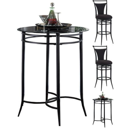 Cierra 3-Piece Bistro Set, Black Fabric