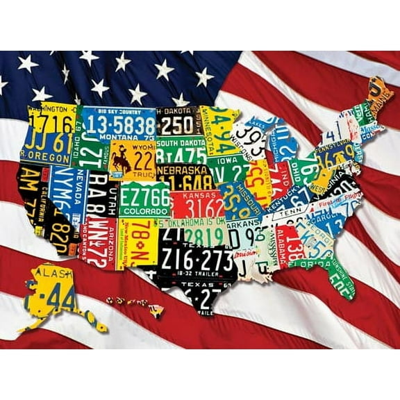 Springbok State Plates 400 Piece Jigsaw Puzzle – U.S. State License Plate Collage, Family-Friendly Puzzle, Made in USA