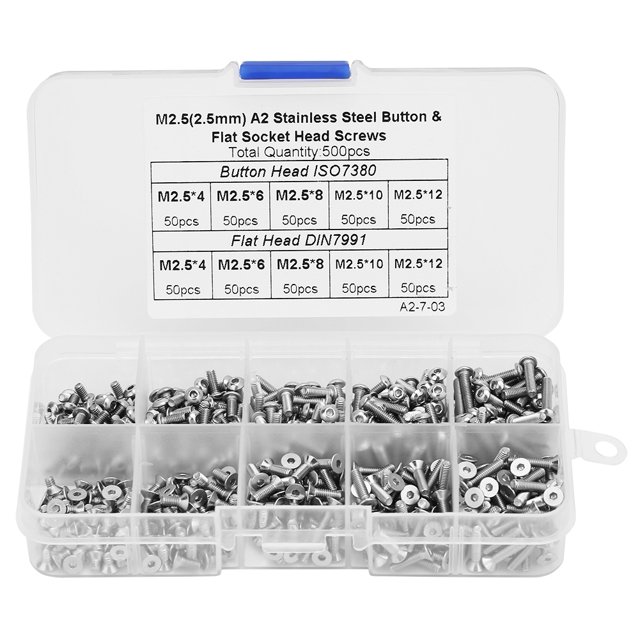 LAFGUR Vis de Douille Hexagonale, 500 Pcs/ensemble Vis de Douille Hexagonale, Kit de Vis de Douille Hexagonale, pour Accessoires de Fixation Matériel de Fixation