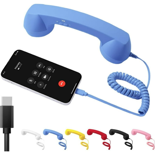 Combiné de Téléphone Rétro Type‐C pour Téléphone Fixe, Combiné Bluetooth pour Téléphone Mobile, Combiné Filaire Vintage à Brancher pour Téléphone Cellulaire Portatif avec Microphone