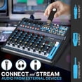 thumbnail image 3 of Pyle Mezclador de audio profesional Tablero de sonido Consola Interfaz del sistema de escritorio 8 canales USB digital Bluetooth MP3 Entrada de computadora 48 V Phantom Power Estéreo DJ Studio FX Proc, 3 of 5