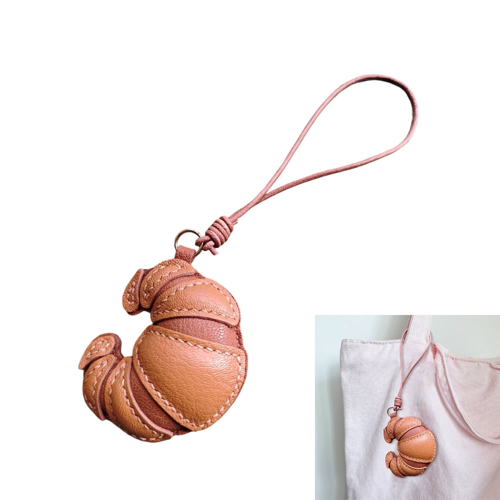 WINDLAND Elegant Croissant Shaped Bag Charm Stylish Food Pendant Key Ring Handmade Keychain Accessory for Trendsetters