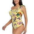 thumbnail image 2 of Haiem Beautiful Bright Birds And Flowers Women's One Piece Swimsuits Tummy Control One Shoulder Bathing Suits Ruffle Swimwear-Medium, 2 of 8