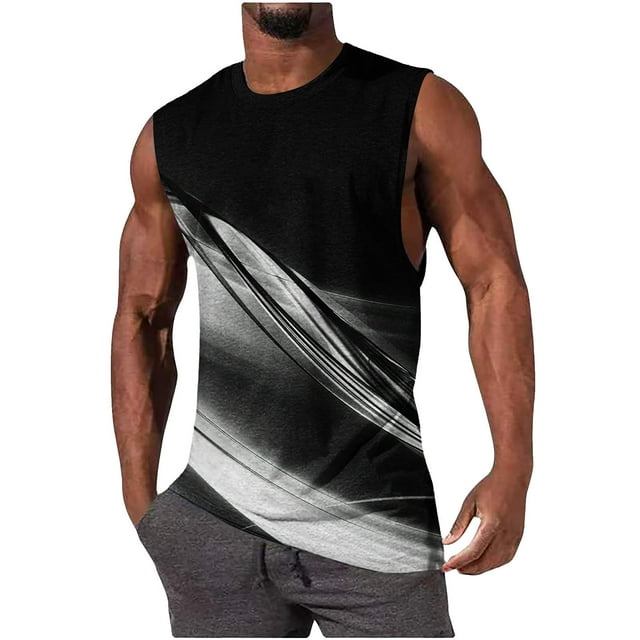 Hombres Moda Casual sin Mangas Impresión Suéter Cuello Redondo Tanque Deportivo