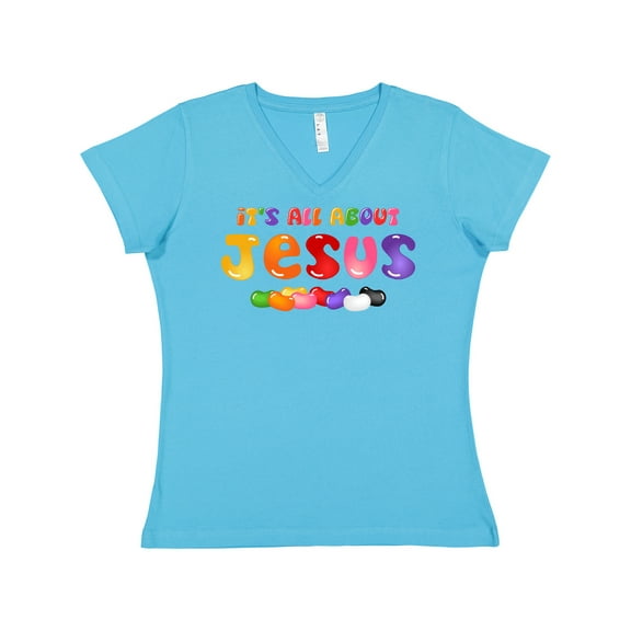 Inktastic Jelly Bean Jesus Women's V-Neck T-Shirt