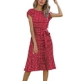 thumbnail image 1 of WILLBEST Vestido Largo Informal Fluido con Cinturón y Estampado de Lunares para Mujer, Ideal para Vacaciones Diarias, Primavera, Verano y Otoño. Grande, 1 of 3