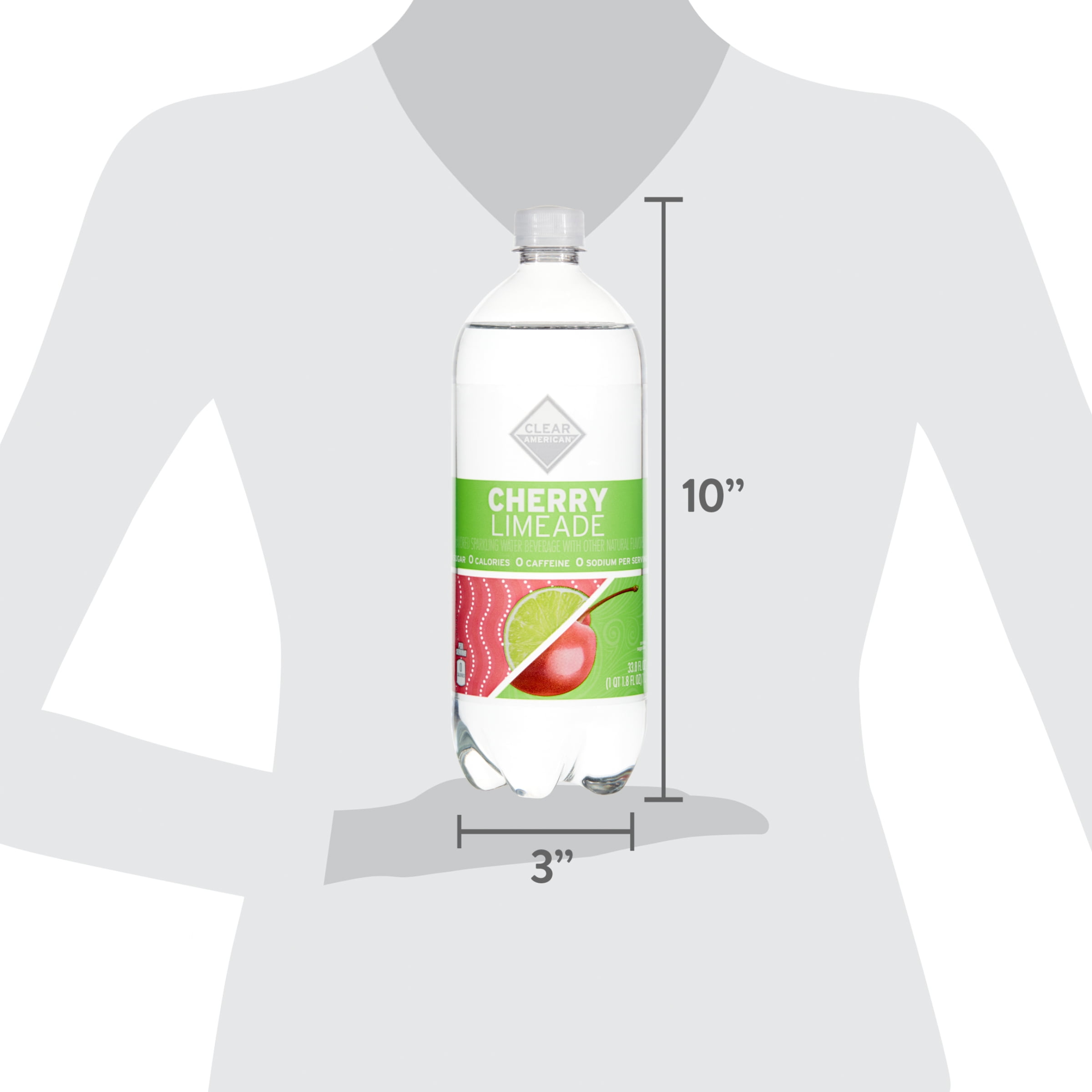 (12 pack) Clear American Cherry Limeade Sparkling Water, 33.8 fl oz