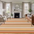 thumbnail image 2 of 5x7 Area Rugs, Burnt Orange Striped Non-Skid Rubber Backing Large Rectangle Rugs - Living Room Bedroom Home Office, Farmhouse Orange Ombre Stripes Indoor Floor Mat Carpets Washable Rug, 2 of 9