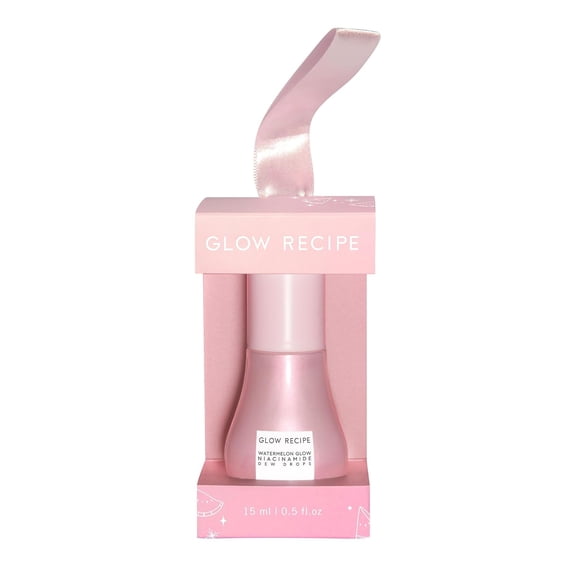 Glow Recipe Holiday Ornament & Travel Size Niacinamide Dew Drops - Hydrating Serum & Priming Liquid Highlighter with Hyaluronic Acid, Morninga Oil + Vitamin E - Lightweight Facial Serum (15 ml)