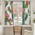 thumbnail image 5 of Sheer Curtain 63 Inch Length 2 Panels Light Filtering Window Curtain Botanical Floral Sheer Voile Curtains Rod Pocket Window Treatment for Kitchen Living Room Cactus Succulent Desert Green Red, 5 of 9