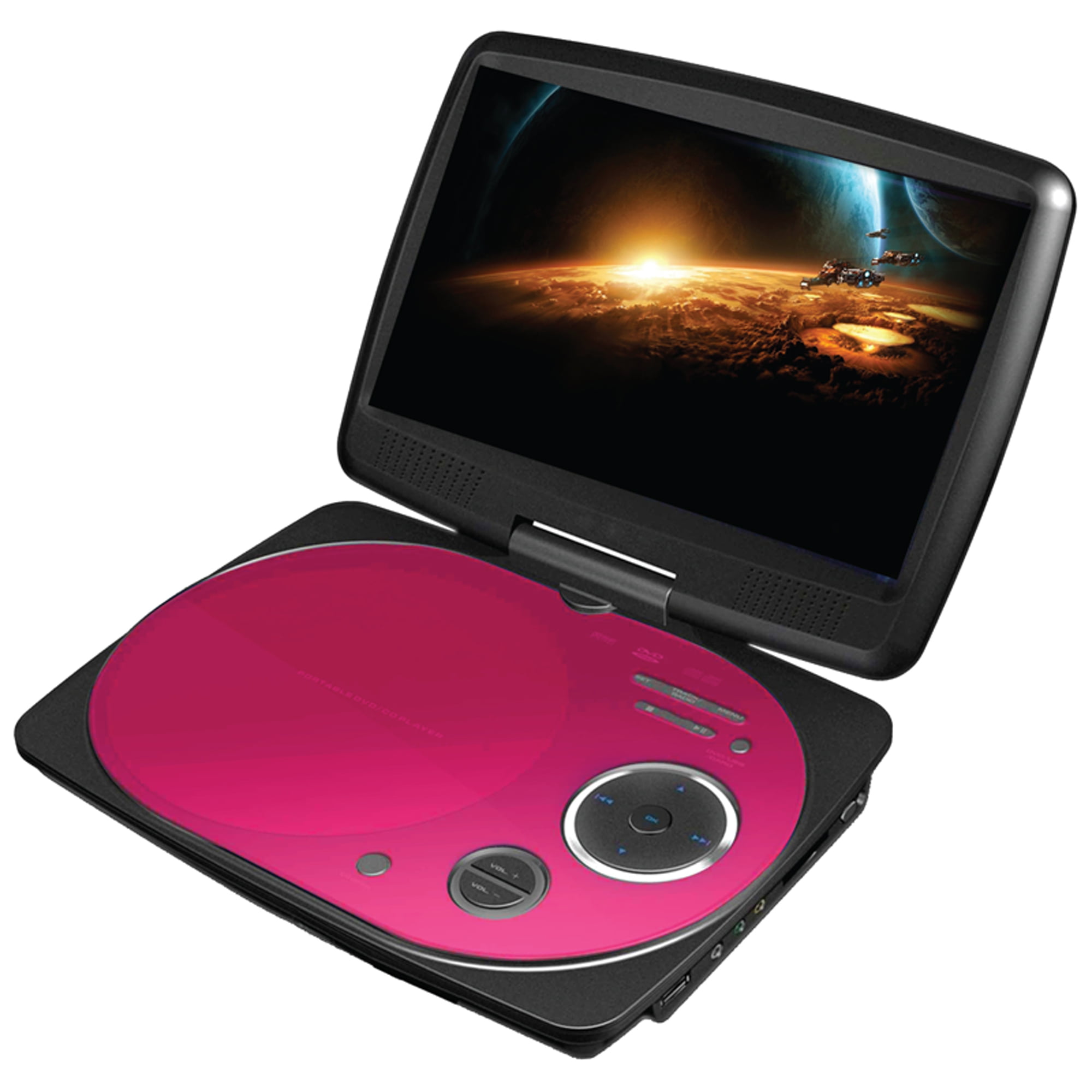 Uitgebreid in plaats daarvan uitroepen Impecca 9 Inch Swivel Screen, Portable DVD Player with Rechargeable  Battery, SD Card Slot and USB Port, Pink - Walmart.com