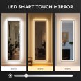 thumbnail image 3 of Kosmonia 58x16 Frameless Full Length Mirror, Dimmable 3 Color LED Light w/Memory Function, Distortion Free, HD Reflection & Anti Desilvering, Tempered Glass & Shatter Proof Film Doubling Safety, 3 of 7