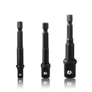 relayinert Drill Socket Adapter Shank to Square Impact Driver Extension Bits Kit Spring Locking Replacement Reducer Hand Tool 4PCS Adapters