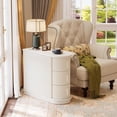 thumbnail image 6 of Solid Wood End Table, 3-Drawer Modern Sofa Side Table, Narrow Chair Side Table Slim Nightstand, 6 of 7