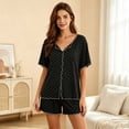 thumbnail image 6 of WRKEKC Pajama Shorts Set for Women Short Sleeve Top with Elastic Waist Shorts Sleepwear Loungewear Pajamas Sleep Set, 6 of 6