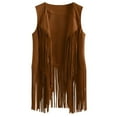 thumbnail image 2 of FAVIPT 2024 Fringe Vest for Women Clearance Sale,Ladies Faux Suede Leather Cowboy Style Vest Sleeveless Tassels Cardigan Waistcoat, 2 of 5