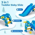 thumbnail image 2 of Tobbi 3 in 1 Toddler Slide Plastic Kids Slide with Climb Stair, Basketball Hoop, Ball, Indoor Outdoor Games Fun Activity Playground Toy for Boys Girls, Blue Dolphin, 2 of 11