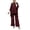 Wine, variant on Elegant Women'S 2-Piece Cape Tunic & Wide-Leg Palazzo Pants Set - Flowy Casual Outfit For Daily & Dressy Occasions