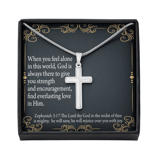 Collier Croix Croix 3:17 Soin & Préoccupation Zephaniah avec Pendentif en Acier Inoxydable