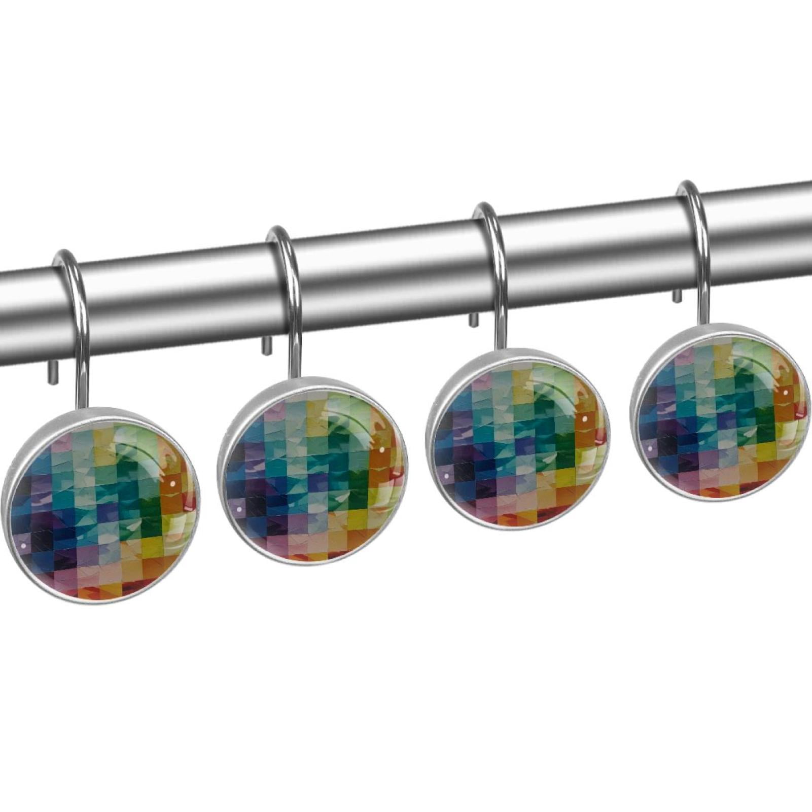HemaKayy 12 Pcs Shower Curtain Hooks Bathroom Decorative Accessories Rainbow Fragments