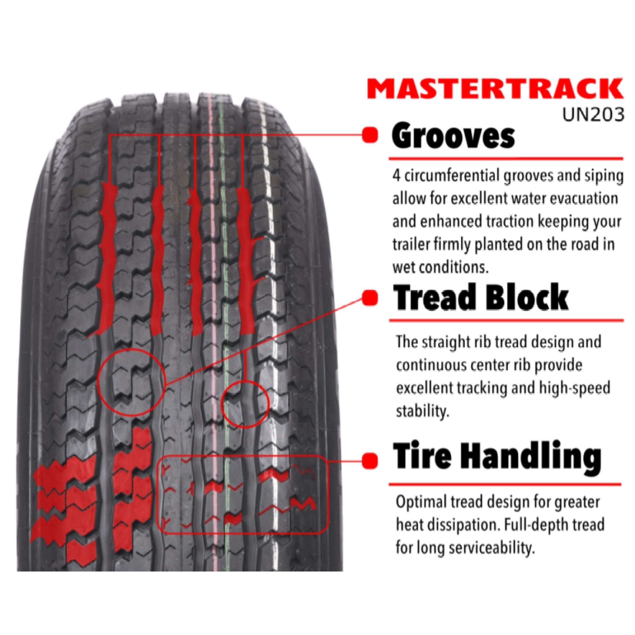 Mastertrack UN203 ST215/75R14 6 Ply 102N Load Range C Radial Trailer Tire- ST 215/75/14 215/75R14,Set of 2(No Wheels)