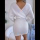 thumbnail image 5 of Vestido Mini de Punto Cruzado de Larga con de Murciélago para Cóctel para Mujer L, 5 of 9
