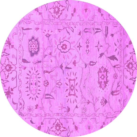 Ahgly Company Indoor Round Abstract Purple Modern Area Rugs, 6' Round