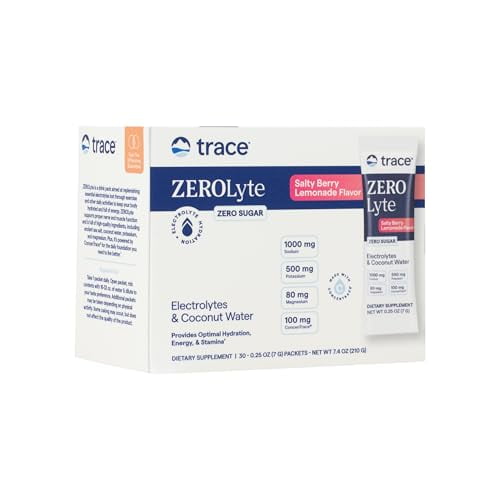 Trace Minerals ZeroLyte - Mezcla de bebidas en polvo apoya la hidratación y la energía - Ayuda a la función saludable de los nervios y músculos - Apoya la salud del corazón y la digestión - Limonada d