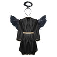 thumbnail image 4 of TiaoBug Men's Angel Dress Gold Trim Batwing Sleeve Robe with Wings and Headwear 3 Pcs Angel Outfits for Men Black S, 4 of 7