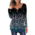 thumbnail image 1 of Camisa de mujer Poliéster Primavera Cuello en V Blusa con estampado de flores Fiesta interior al aire libre Viajar Compras Camisas de oficina Prendas para la parte del cuerpo flores negras METRO Jumpingount  AP003428-42, 1 of 6
