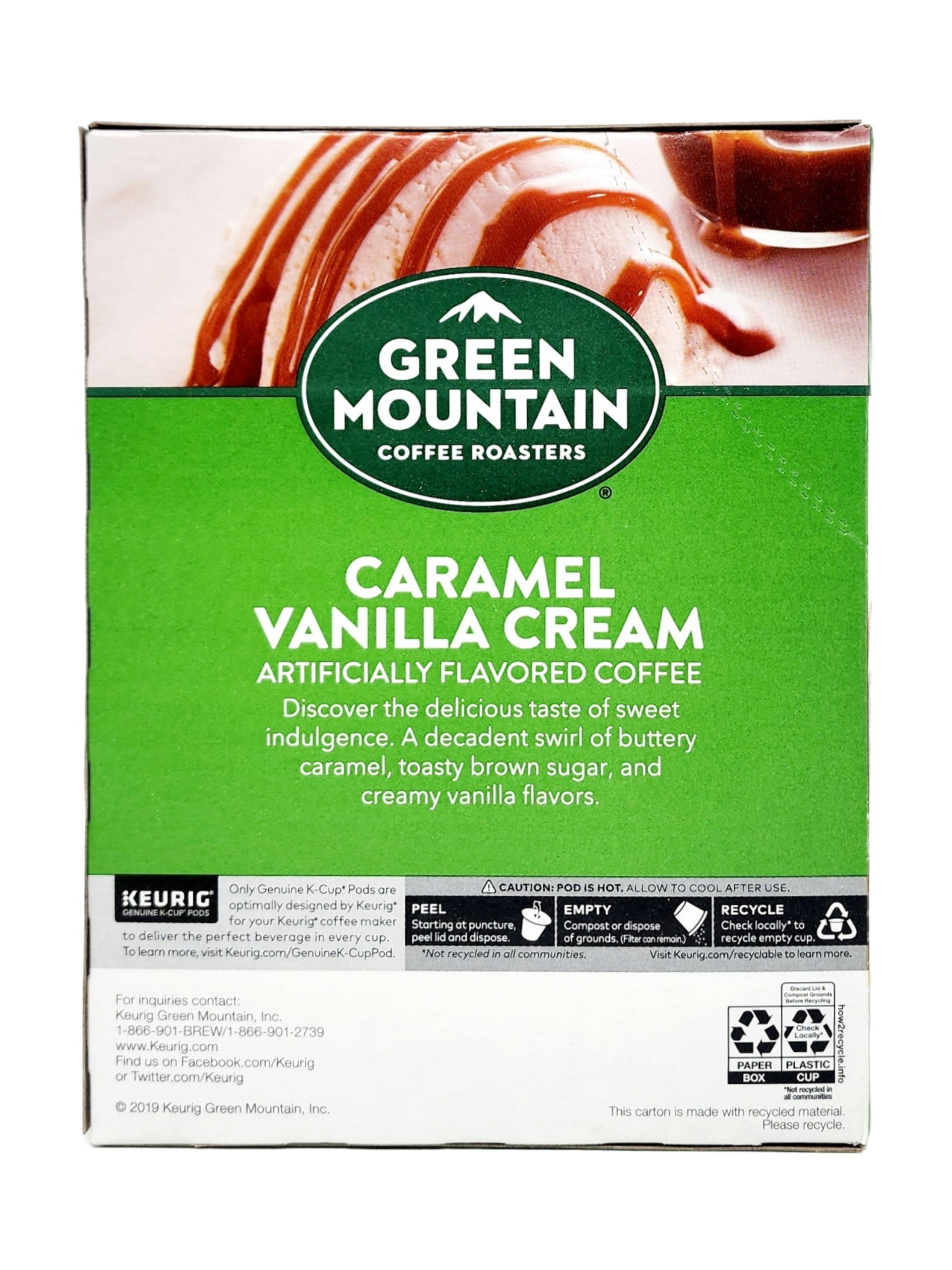 Green Mountain Cinnamon Sugar Cookie and Caramel Vanilla Cream Coffee K Cup Pods, 24 K Cups Per Flavor