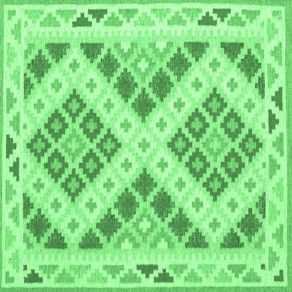 Ahgly Company Indoor Square Southwestern Emerald Green Country Area Rugs, 3' Square