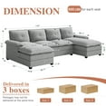thumbnail image 5 of Walsunny Sectional Sofa Set, 110" U-Shaped Polyester Couch, 4 Seat Lounge Sleeper with Double Chaise for Living Room Gray, 5 of 6