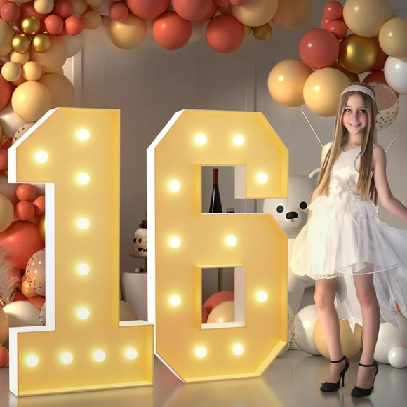 imprsv Décorations d'Anniversaire 4 Pieds 16 Ans pour Filles Garçons, Numéros de Chapiteau 16 pour Décoration de Fête