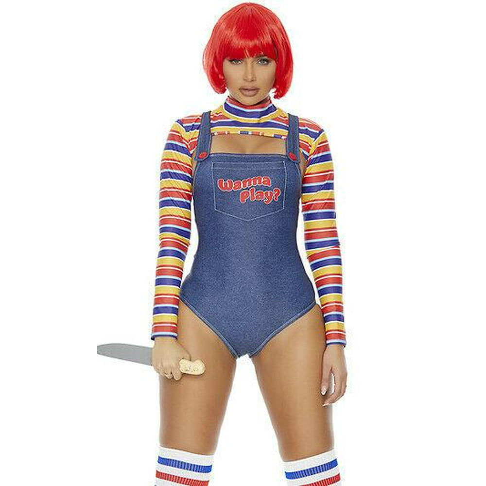 Sexy Forplay Wanna Play? Bodysuit Chucky Doll Costume 5pc 550303 - Walmart.com - Walmart.com