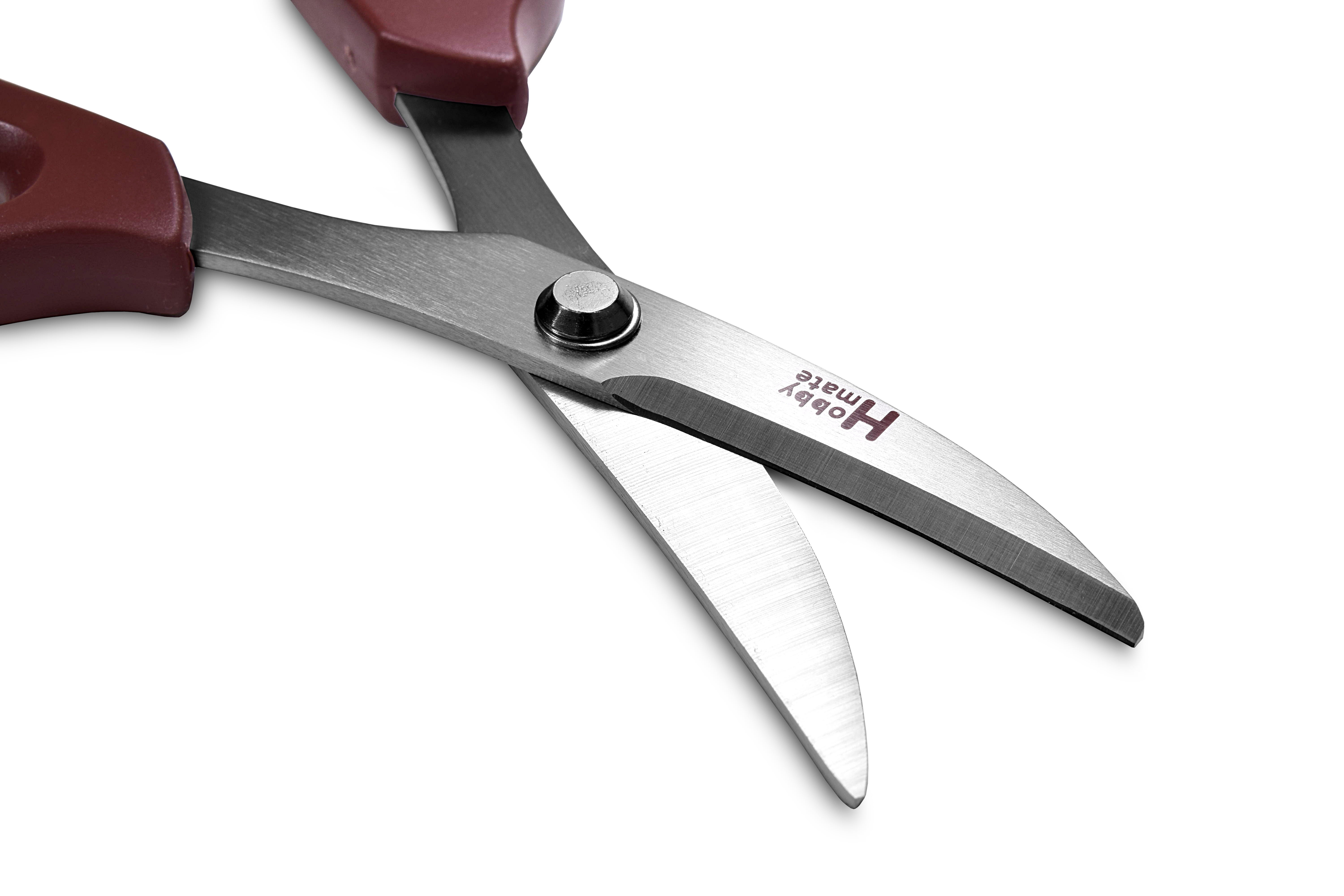 Japanese Leather Scissors, Stainless Steel Blades, Rubber Cutting Shears for Leather Craft, Office, Home, and Tailoring, 7.1"