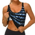 thumbnail image 4 of Lsque Navy Camouflage American Flag Printed Women'S Sports Bra, Compression, Moisture Wicking, High-Impact Sports Bra For Women,Supportive sports bra-Medium, 4 of 9