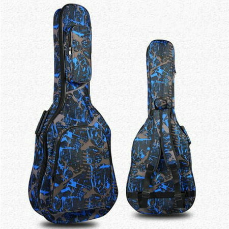 Quality Assurance Water-resistant Oxford Cloth Camouflage Blue Double Stitched Padded Straps Gig Bag Guitar Carrying Case for 40 41 Inches Acoustic Classic Folk
