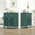 thumbnail image 6 of Vastcury 31.5" Retro 2 Door Cabinet with 2 Drawers, Hollow Carved Sideboard with Adjustable Shelves for Living Room, Dark Green, 6 of 10