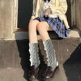 thumbnail image 2 of Women's Solid Cable Knit Leg Warmers Knitted Crochet Winter Socks, 2 of 5