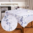 thumbnail image 3 of Blue Oval Tablecloth 60X84 Inch Green Floral Table Cloth Waterproof Spill-Proof & Oil-Proof Table Cover for Indoor Outdoor Party Decor, 3 of 6