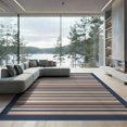 thumbnail image 2 of ODIKA 8'x10' Washable Area Rug Non-Slip Chair-Friendly Mat Chindi Knit Striped Boho Farmhouse Bordered Stripes Multi Rag Flowing Dynamic for Dining Room, Large Office, Lounge, 2 of 7